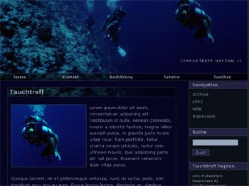Screenshot of the Tauchtreff Neptun Homepage